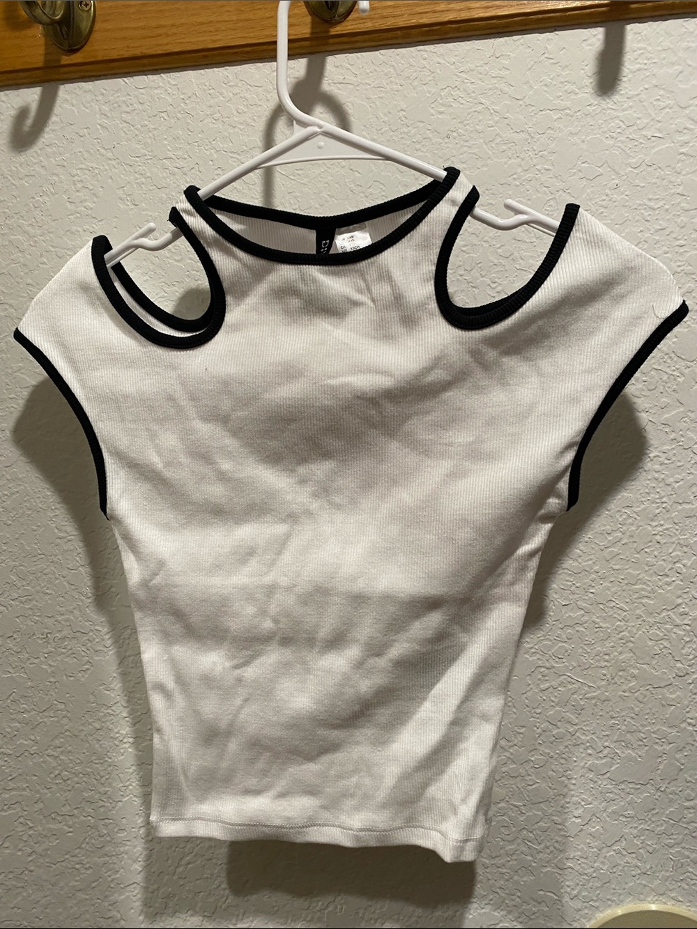 Divided White Tank Top with Black Contrast Trim